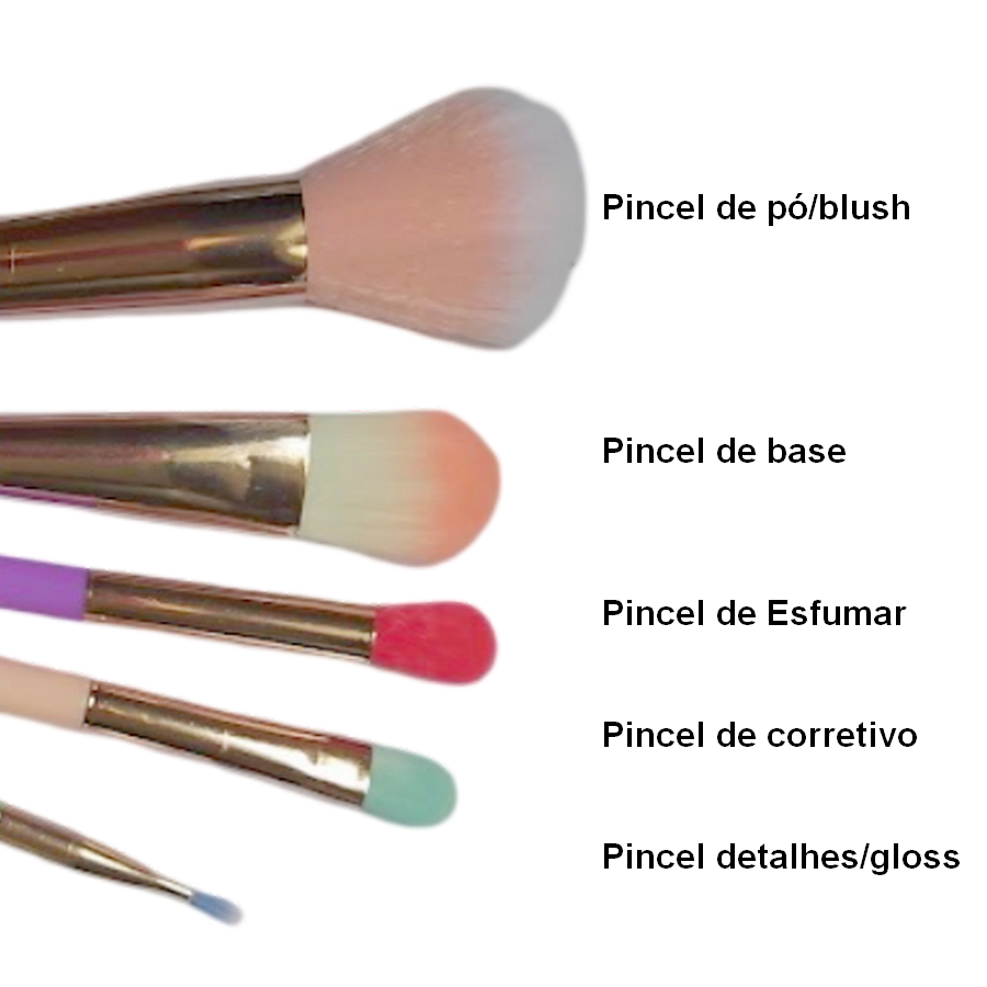 Kit de Pinceis de Maquiagem 5 unidades Miravia Colorido - Imagem 2