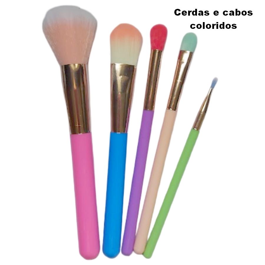Kit de Pinceis de Maquiagem 5 unidades Miravia Colorido - Imagem 3