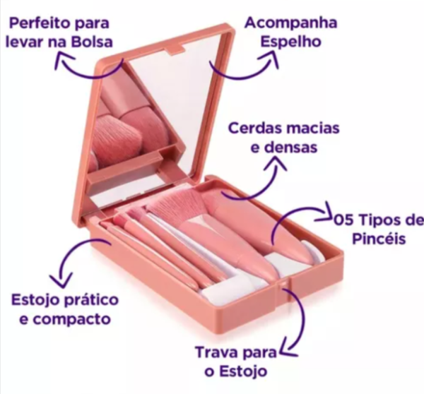 Kit 5 Pinceis de Maquiagem