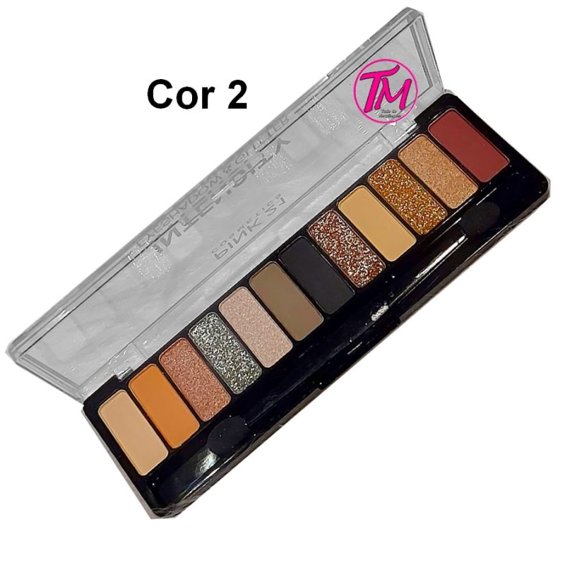 Paleta de sombras 12 sombras Intensity Eyeshadow e Glitter Pink 21 cor 2 pink 21