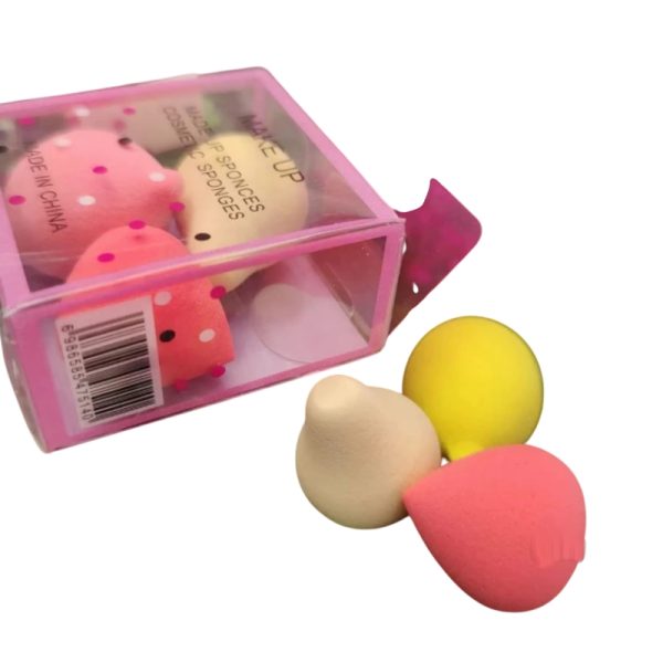 kit 3 mini esponjas formato de frutas