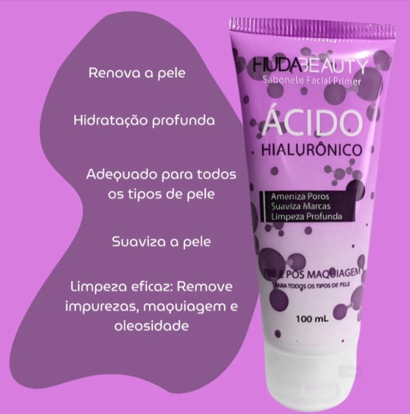 Sabonete Facial Ácido Hialurônico Hudabeauty 100ml - Image 2