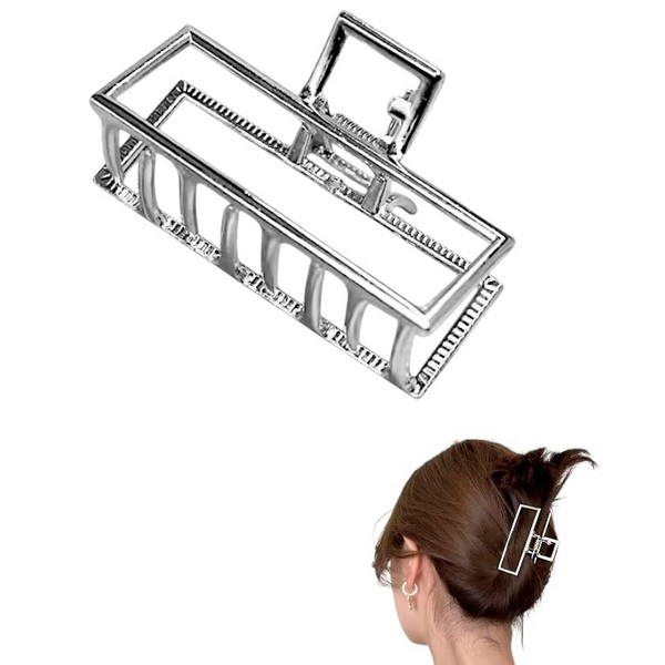 presilha piranha prendedor de cabelo em metal quadrada chic luxo