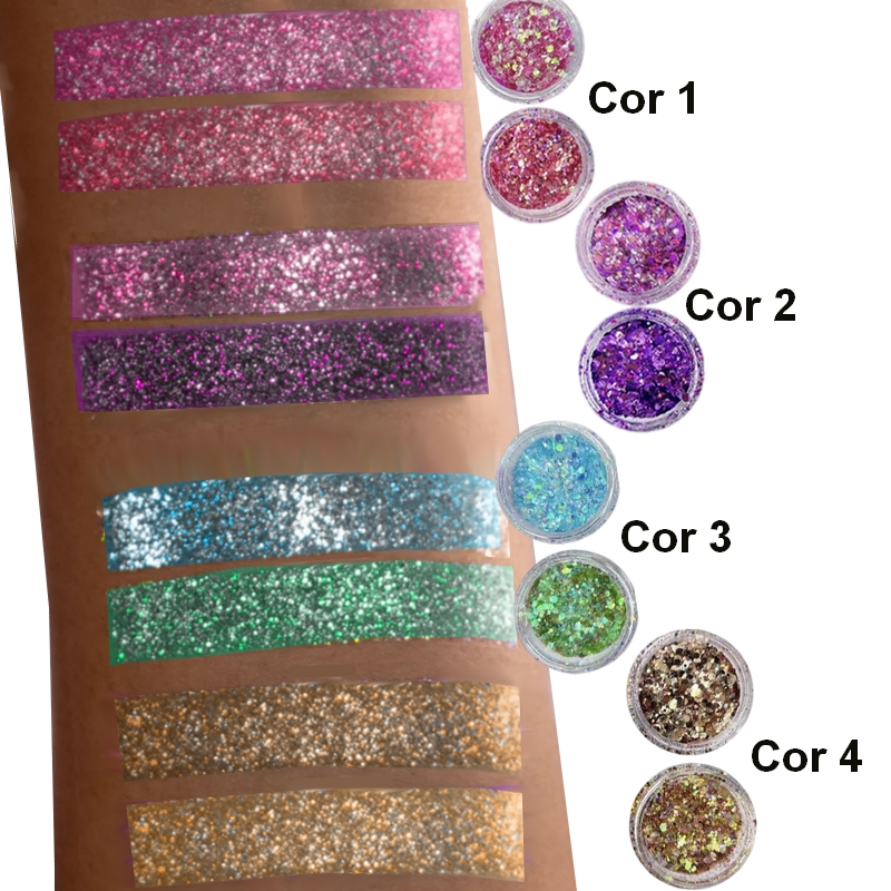 Torre Glitter Holográfico Super Brilho Iluminador e Gel Fixador Love Rain Cor 2 - Imagem 3