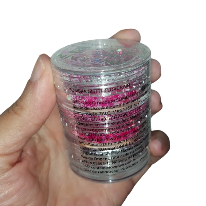 Torre Glitter Holográfico Super Brilho Iluminador e Gel Fixador Love Rain Cor 1 - Imagem 2