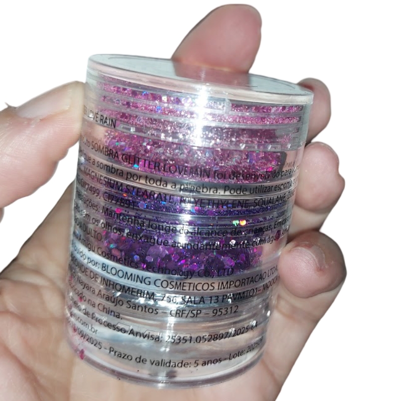 Torre Glitter Holográfico Super Brilho Iluminador e Gel Fixador Love Rain Cor 2 - Imagem 2