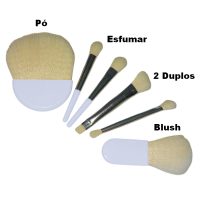 Kit 6 Mini Pinceis de Maquiagem Branco
