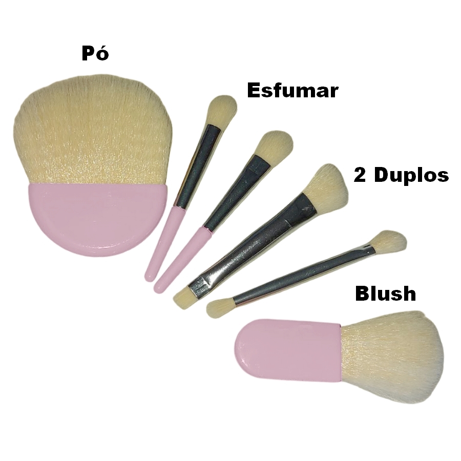 kit 6 mini pinceis rosas