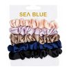 kit 5 xuxinhas de cetim scrunchie antifrizz cores neutras sea blue