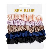 kit 5 xuxinhas de cetim scrunchie antifrizz cores neutras sea blue
