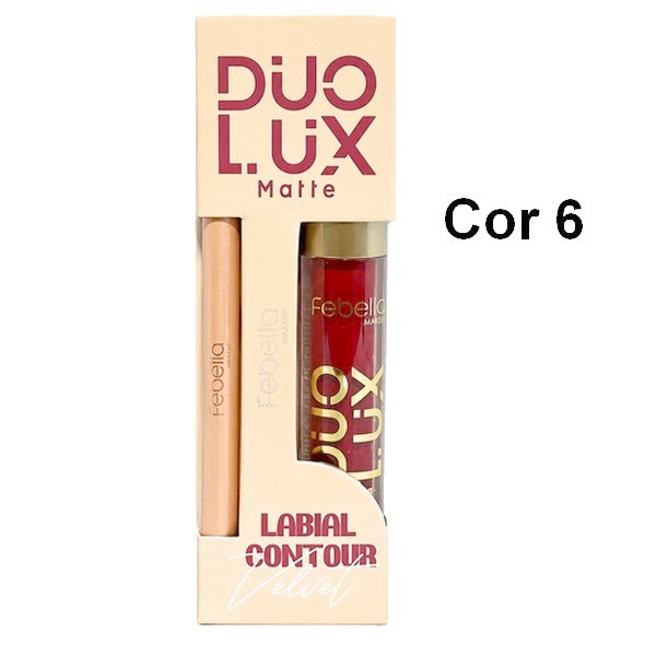 duo lux matte contorno labial e batom líquido febella cor 4