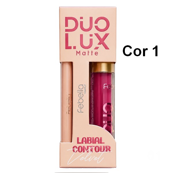 duo lux matte contorno labial e batom líquido febella cor 1
