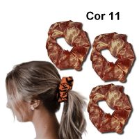 kit 3 xuxinha de cabelo cetim cor 11