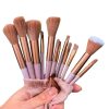 kit com 13 pinceis de maquiagem marrom