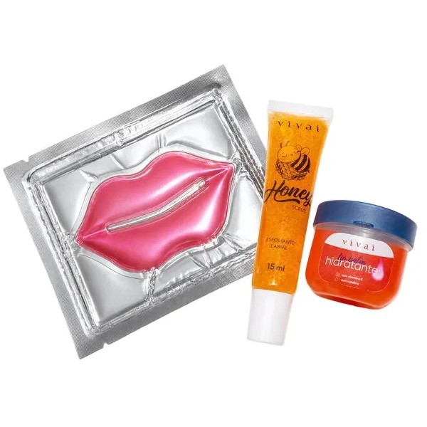 kit tratamento labial 3 produtos: 1 esfoliante e 2 máscara labial