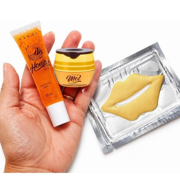 kit tratamento labial b 3 produtos: 1 esfoliante 1 máscara labial 1 balm mel