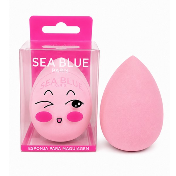 esponja formato gota para maquiagem sea blue