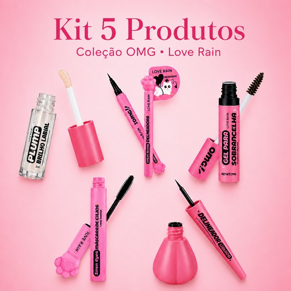 kit 5 produtos coleção omg! love rain