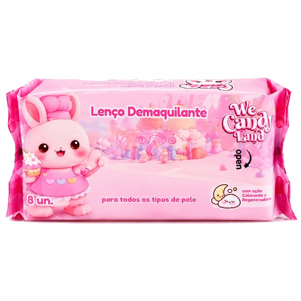 mini lenço umedecido removedor de maquiagem candy vivai