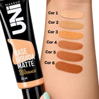 base líquida matte full coverage uni makeup cor 06 alta cobertura à prova d'água