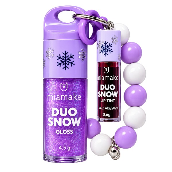 duo snow gloss e lip tint + pulseira mia make lilás