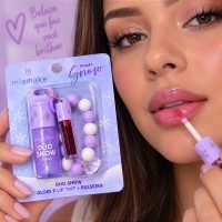 duo snow gloss e lip tint + pulseira mia make lilás