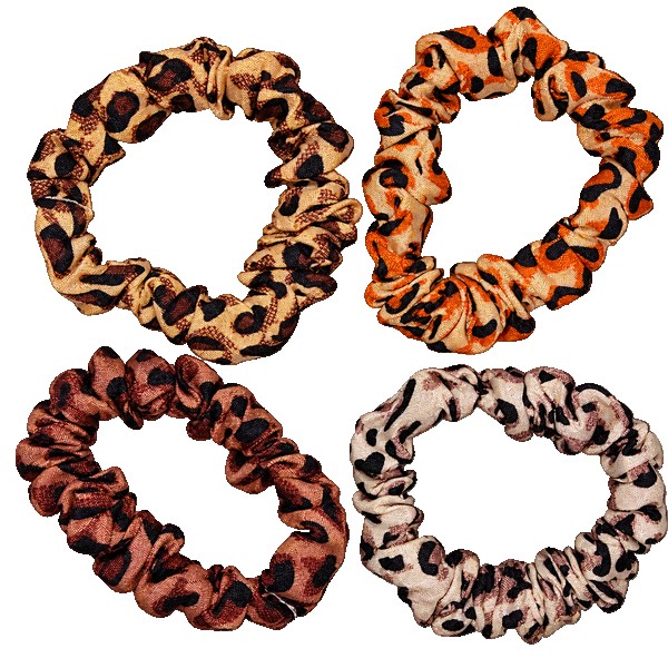 kit 4 xuxinhas de cetim scrunchie antifrizz animal print sea blue