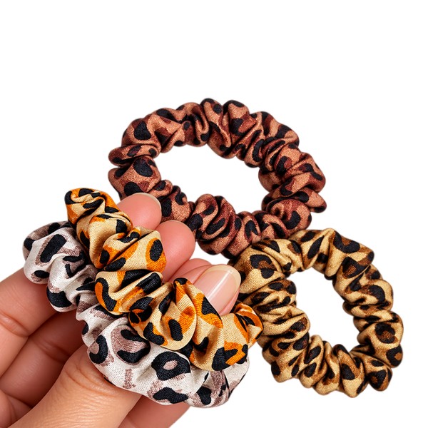 kit 4 xuxinhas de cetim scrunchie antifrizz animal print sea blue