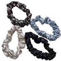 kit 4 xuxinhas de cetim scrunchie antifrizz cor neutras cinzas sea blue