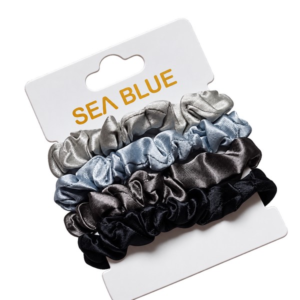 kit 4 xuxinhas de cetim scrunchie antifrizz cor neutras cinzas sea blue