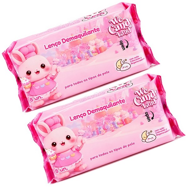 mini lenço umedecido removedor de maquiagem candy vivai